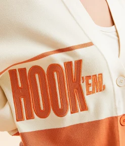 Gameday SOCIAL® Texas Hook 'Em Horns Cardigan Sweater Burnt Orange Clearance