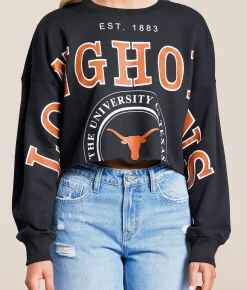 Gameday SOCIAL® Texas Longhorns Cropped Pullover Black Hot