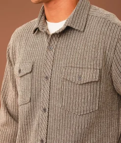 Outpost Makers Textured Athletic Knit Shirt Brown Cream Sale