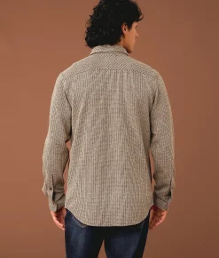 Outpost Makers Textured Athletic Knit Shirt Brown Cream Sale