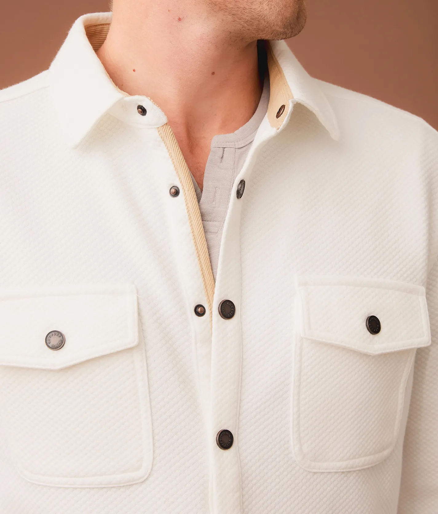 Tops | Outpost Makers Textured Athletic Knit Shirt White