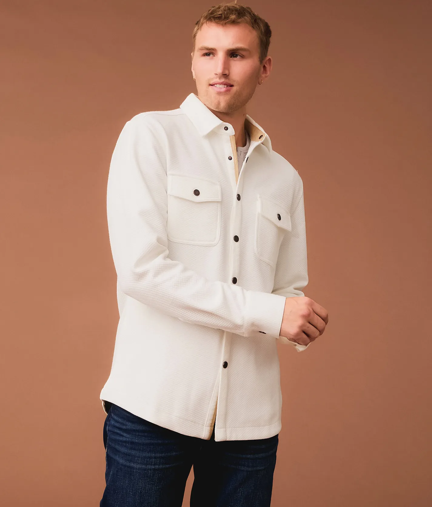 Tops | Outpost Makers Textured Athletic Knit Shirt White