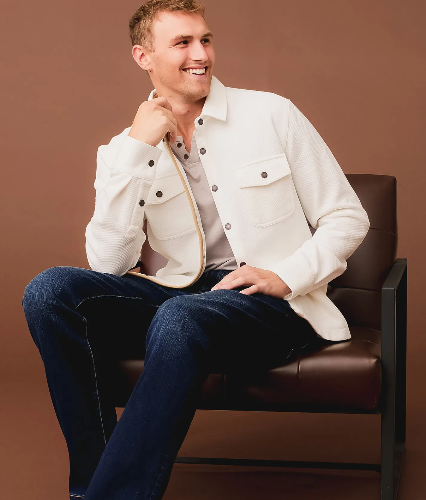 Tops | Outpost Makers Textured Athletic Knit Shirt White