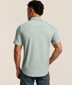 J.B. Holt Textured Athletic Performance Knit Shirt Mint Grey Outlet