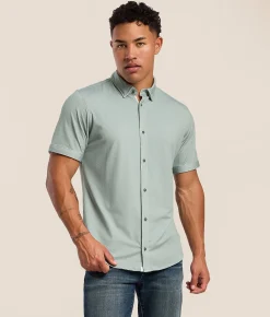J.B. Holt Textured Athletic Performance Knit Shirt Mint Grey Outlet