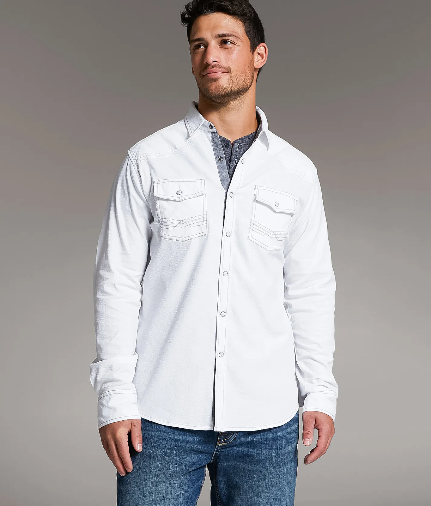 BKE Textured Athletic Stretch Shirt White Online