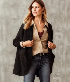 Buckle Black Textured Cocoon Cardigan Black