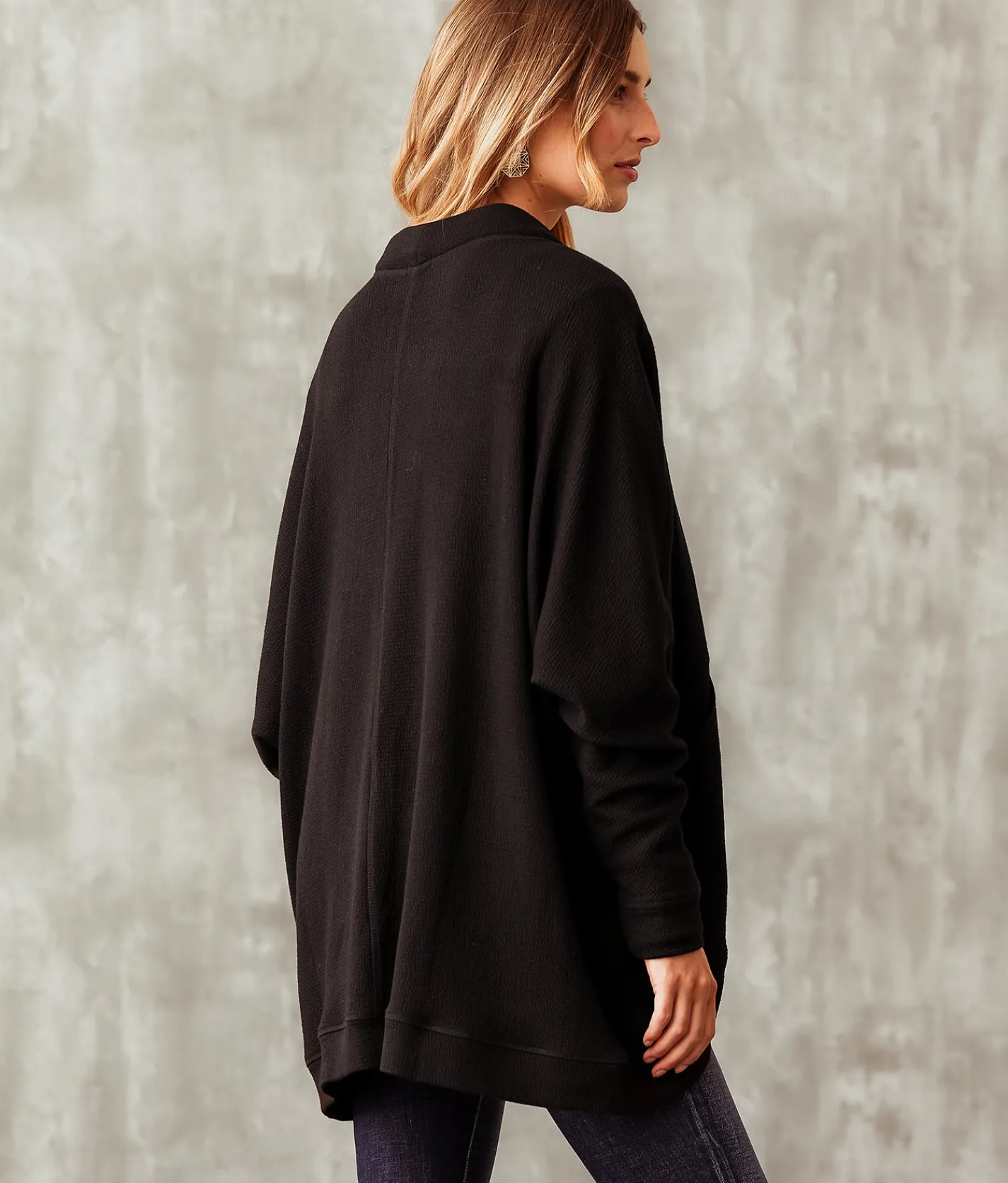 Buckle Black Textured Cocoon Cardigan Black