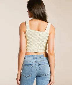 Willow & Root Textured Corset Cropped Tank Top Cream Best