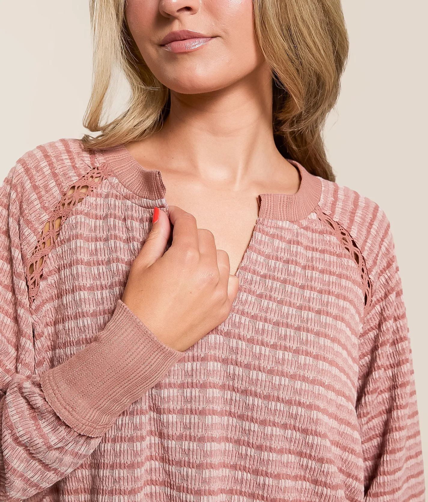 Tops | Daytrip Textured Crochet Top Mauve