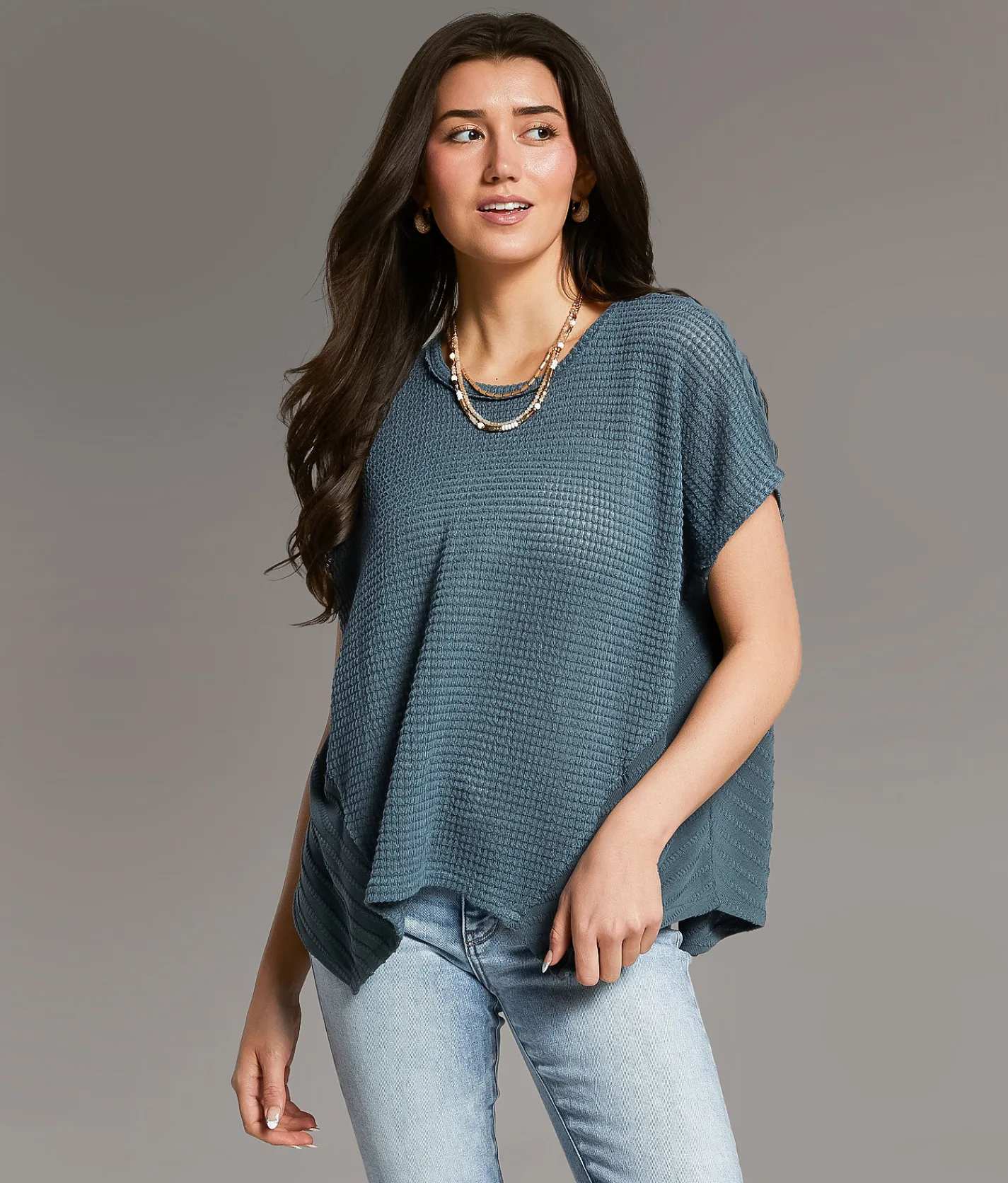 Tops | BKE Textured Dolman Top Dark Slate