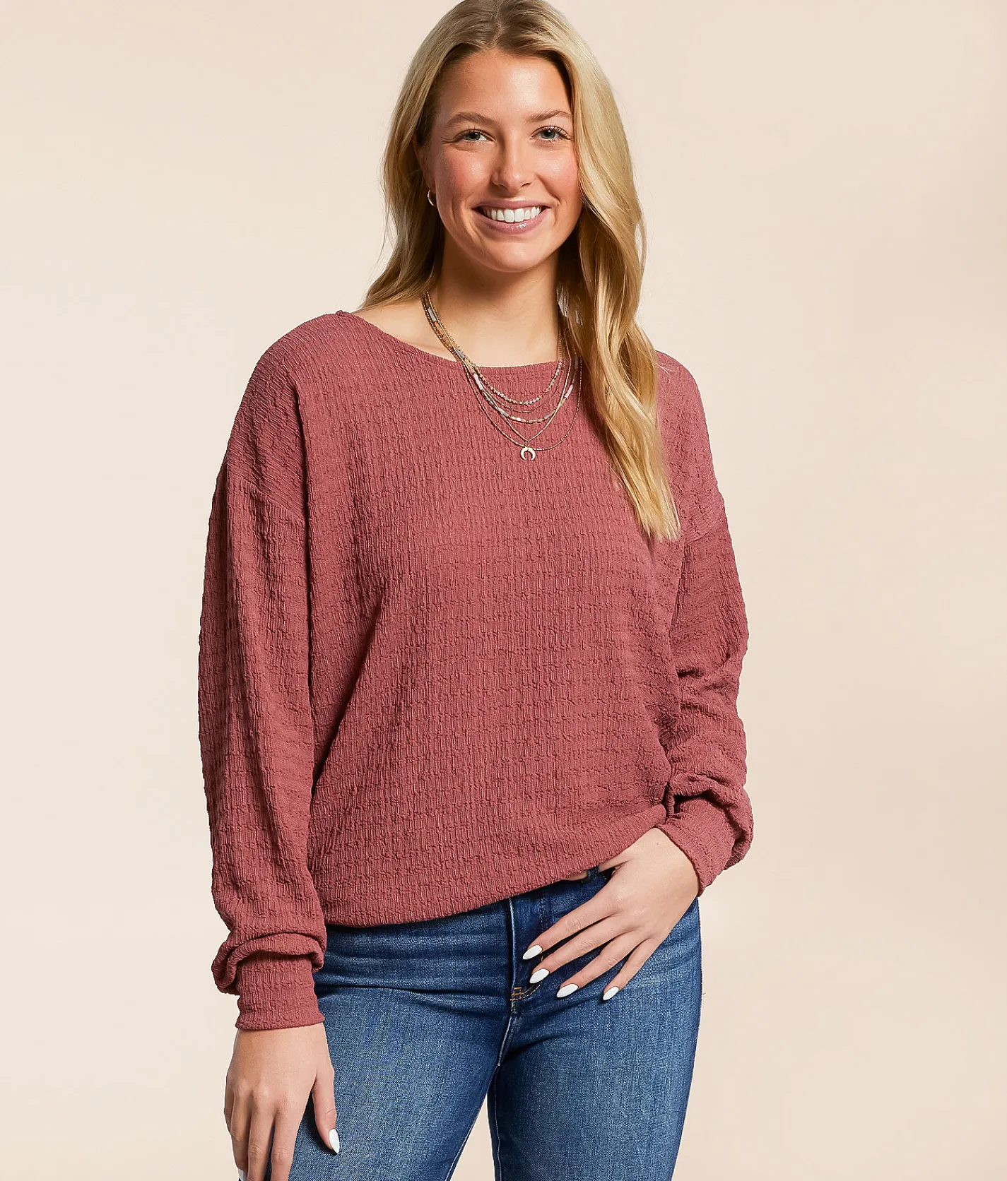 Tops | Daytrip Textured Dolman Top Deco Rose