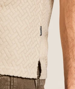 Tops | Nova Industries Textured Fleece Polo Beige