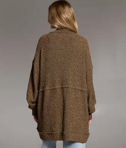BKE Textured Flyaway Cocoon Cardigan Stone Discount