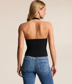 FITZ + EDDI Textured Halter Brami Black Clearance