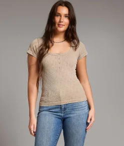 Tops | BKE core Textured Henley Reseda