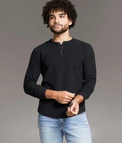 BKE Textured Henley Black New