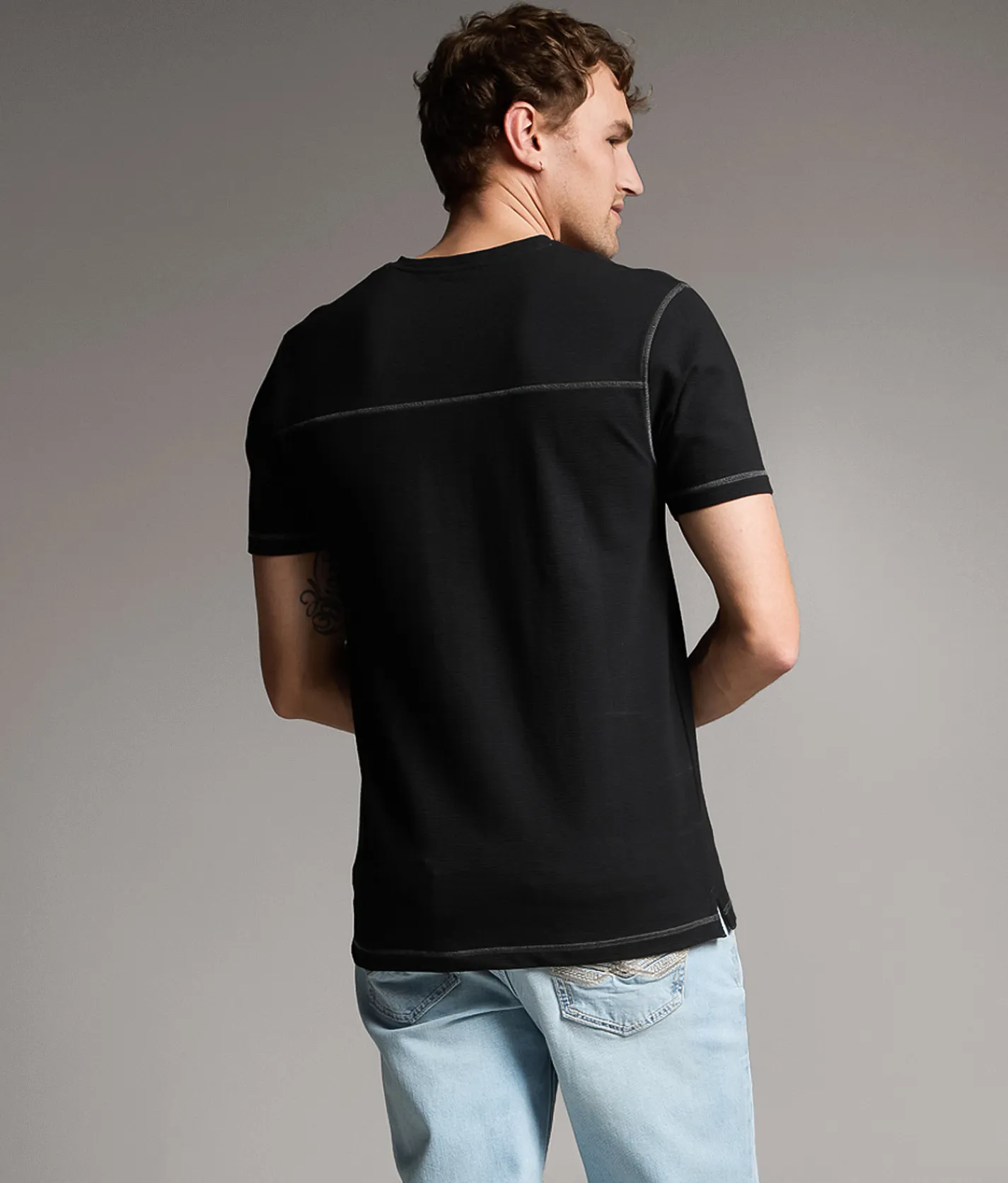 BKE Textured Henley Black Online