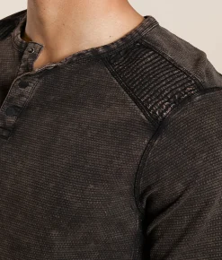 Buckle Black Textured Henley Coffee Quartz Discount