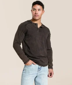 Buckle Black Textured Henley Coffee Quartz Discount