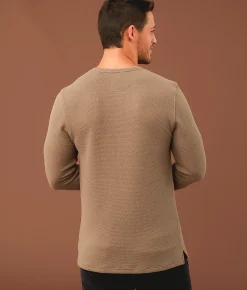 Outpost Makers Textured Henley Castor Grey Clearance