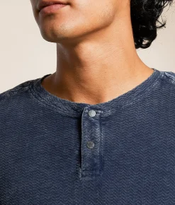 Tops | Buckle Black Textured Henley Navy