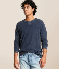 Tops | Buckle Black Textured Henley Navy
