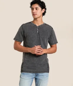 Tops | Buckle Black Textured Henley Black