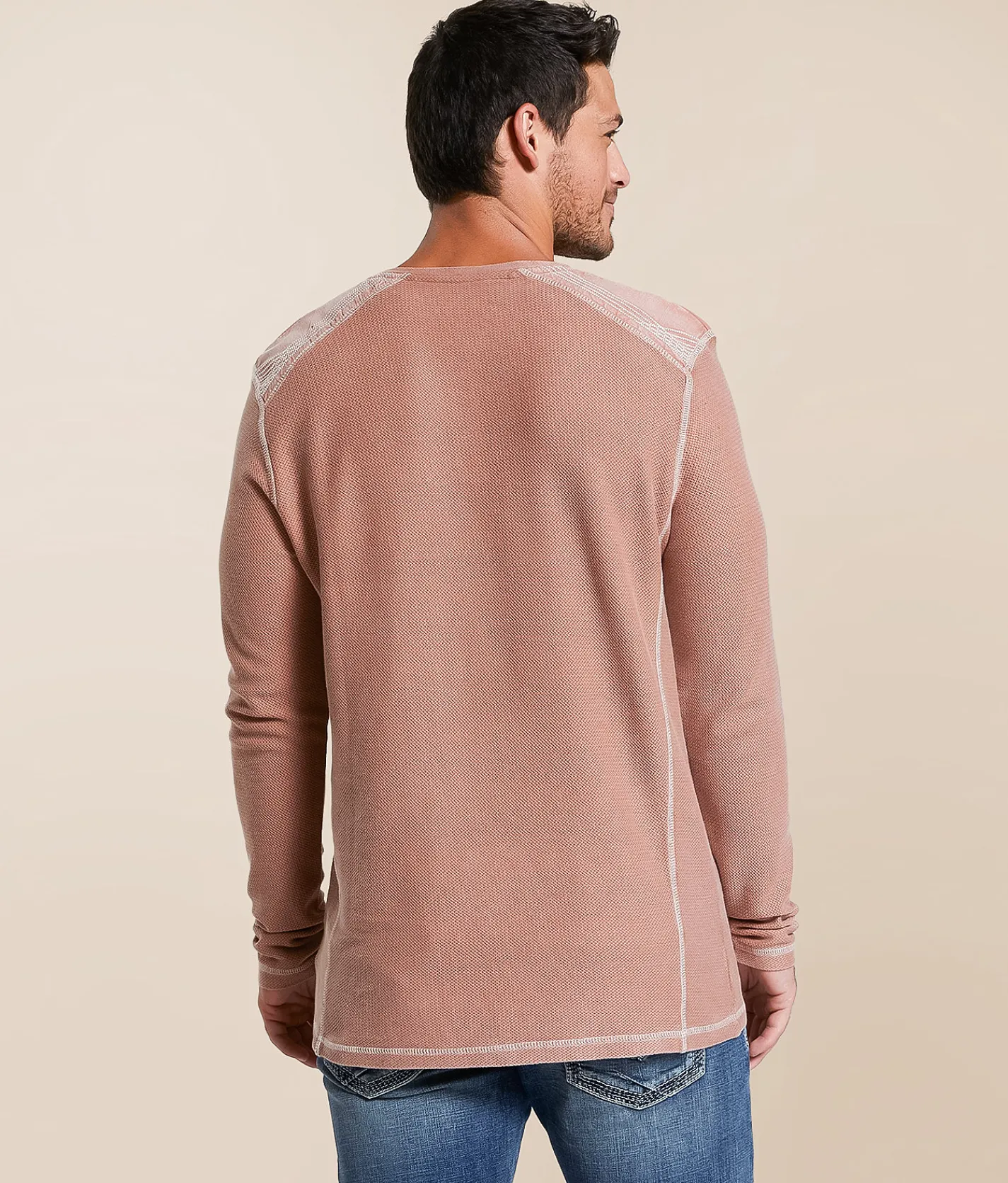 Buckle Black Textured Henley Baked Clay Best