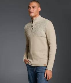 Tops | Outpost Makers Textured Henley Sweater Silver Lining