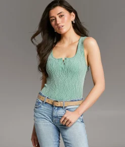 Tops | BKE core Textured Henley Tank Top Birch