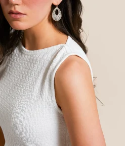 Daytrip Textured High Neck Tank Top Bittersweet Hot
