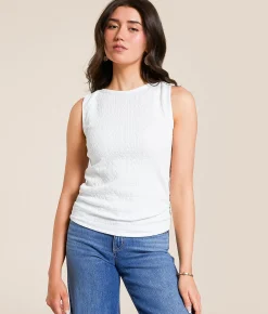 Daytrip Textured High Neck Tank Top Bittersweet Hot