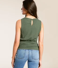 Tops | Daytrip Textured High Neck Tank Top Thyme