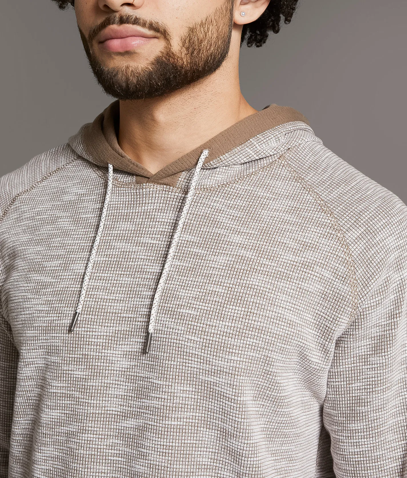 BKE Textured Hoodie Walnut White Best