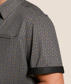 J.B. Holt Textured Knit Athletic Performance Stretch Shirt Black Brown Sale