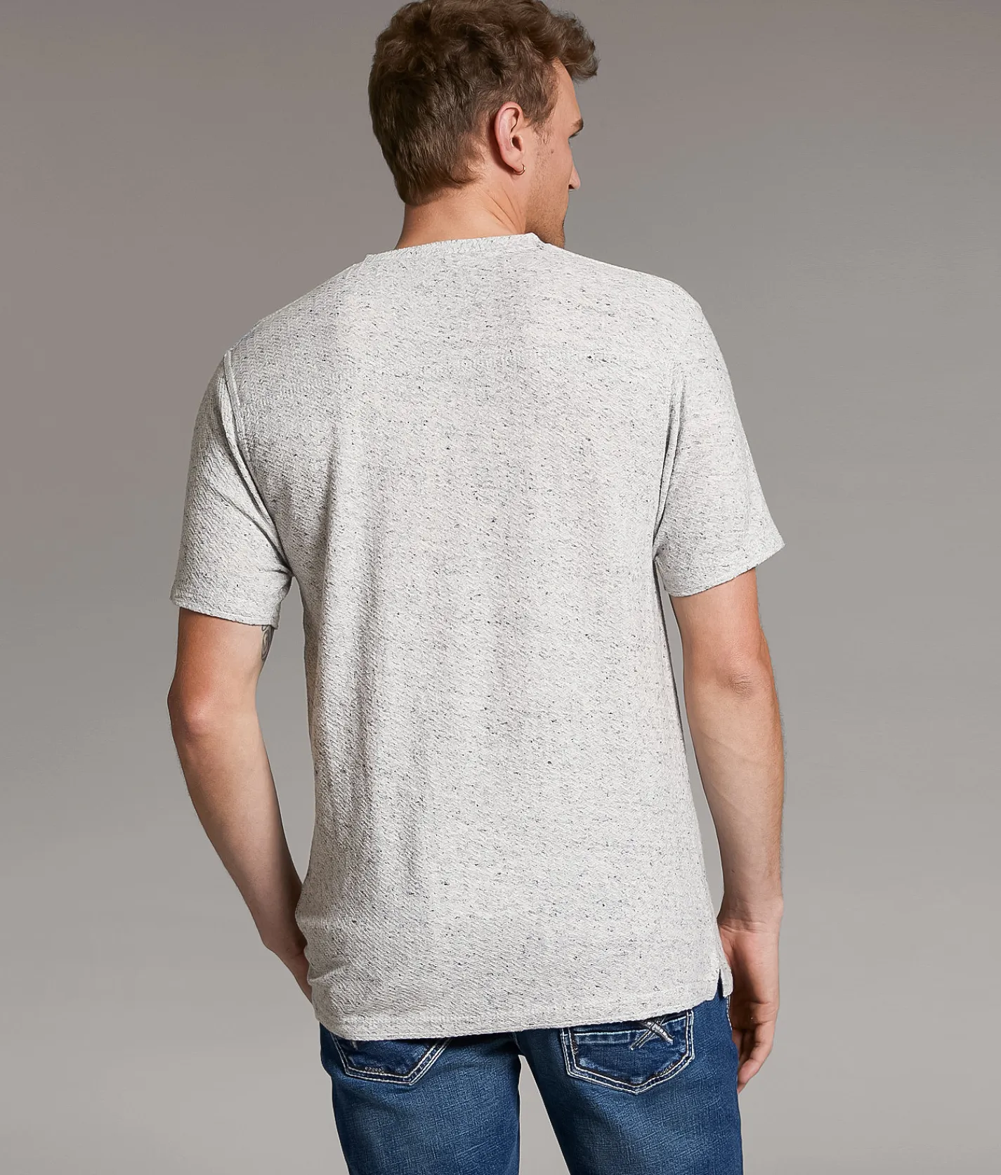 Tops | BKE Textured Knit Henley Grey Navy