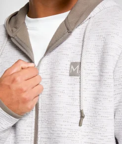 Maven Co-op Textured Knit Hooded Jacket White Tan Discount