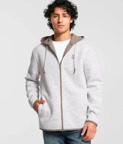 Maven Co-op Textured Knit Hooded Jacket White Tan Discount