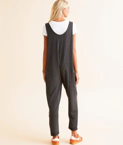 BKE Textured Knit Jumpsuit Charcoal Discount