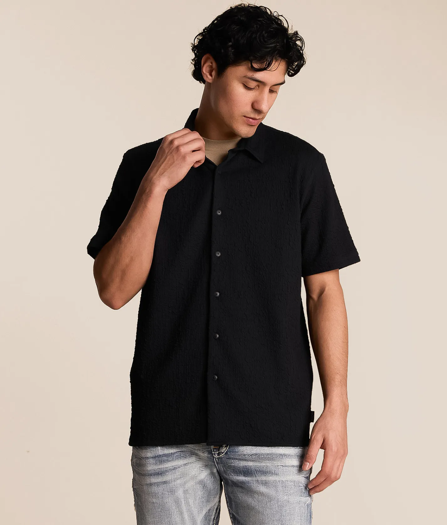 Tops | Nova Industries Textured Knit Shirt White