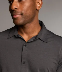 Tops | Maven Co-op Textured Knit Standard Performance Shirt Dark Charcoal