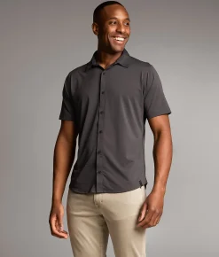 Tops | Maven Co-op Textured Knit Standard Performance Shirt Dark Charcoal