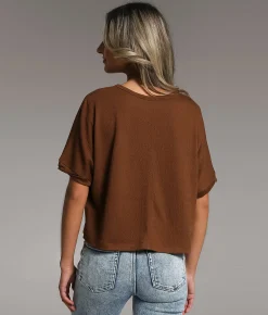 BKE Textured Knit Top Root Beer Best