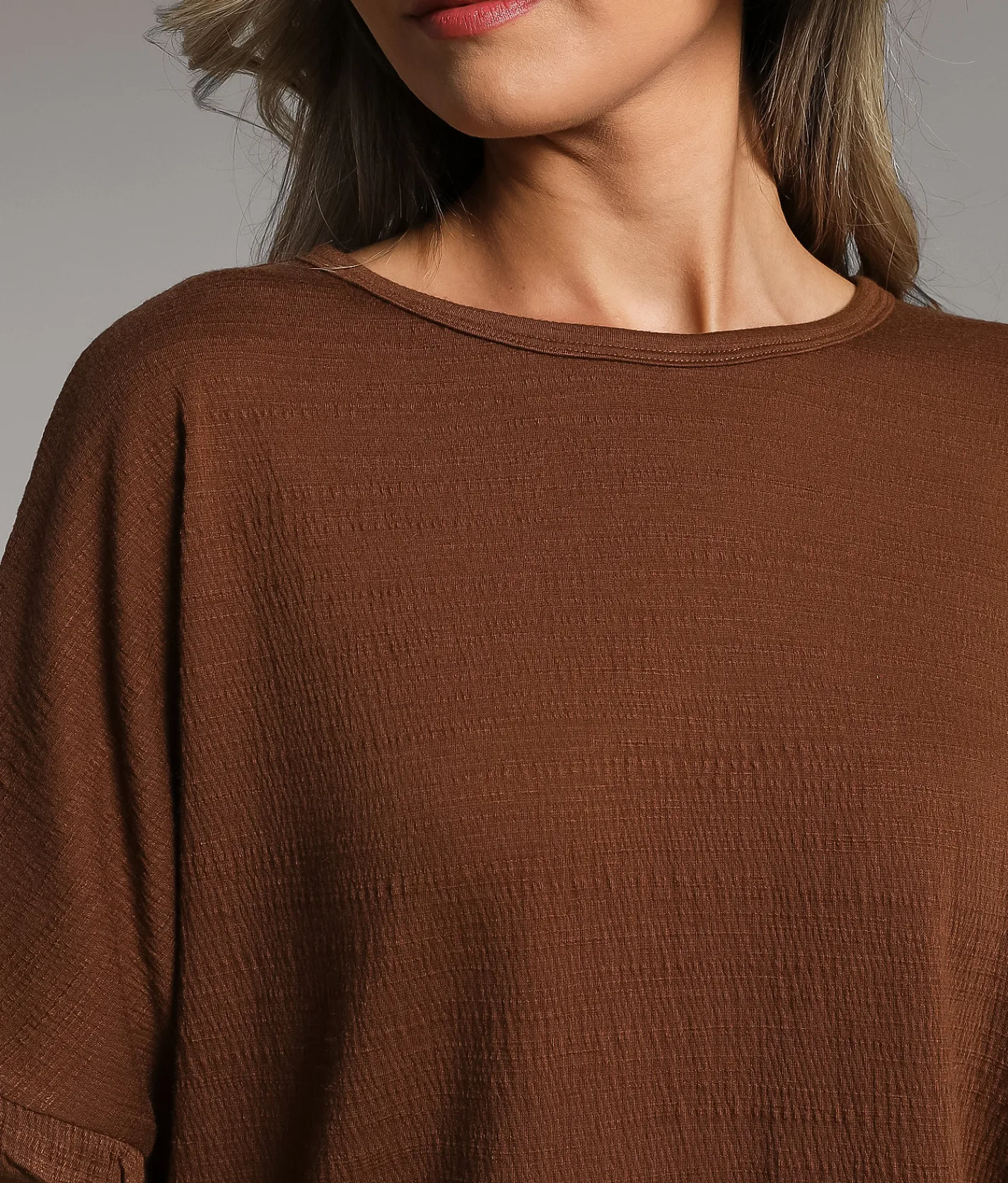 BKE Textured Knit Top Root Beer Best