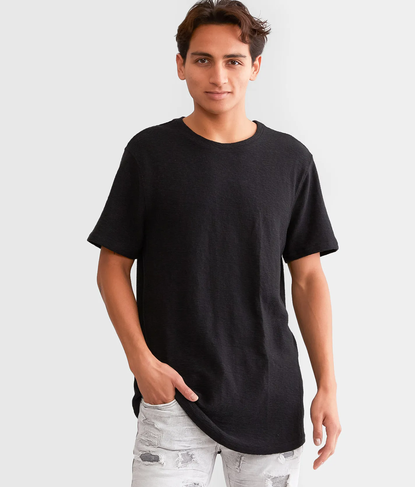 Nova Industries Textured Knit T-Shirt Silver Blue Clearance