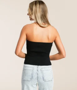 Blu Pepper Textured Knit Tube Top Black Hot