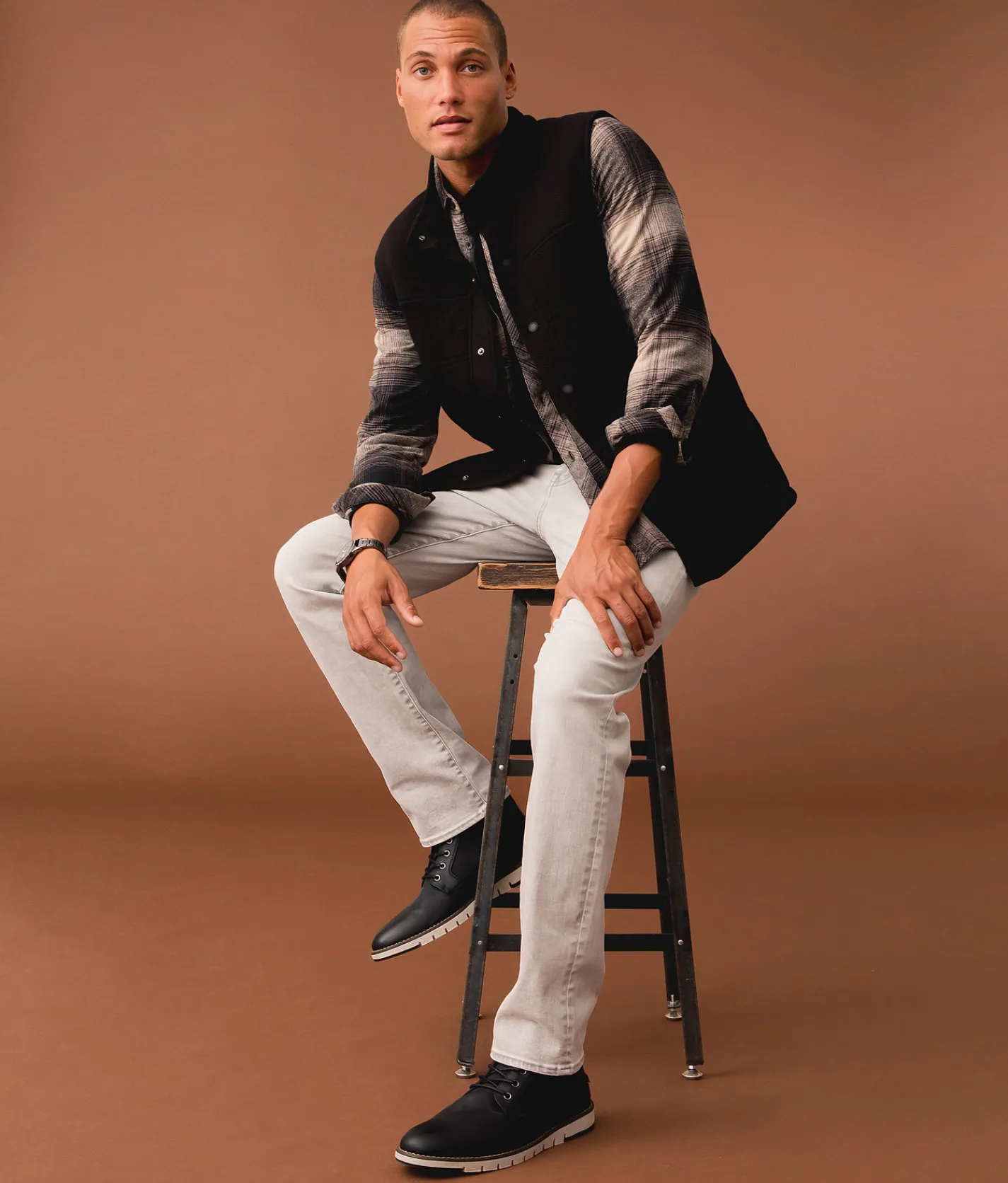 Tops|Coats & Jackets | Outpost Makers Textured Knit Vest Black