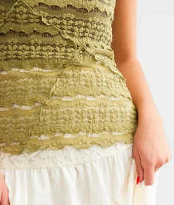 Gimmicks Textured Lace Tank Top Green Discount