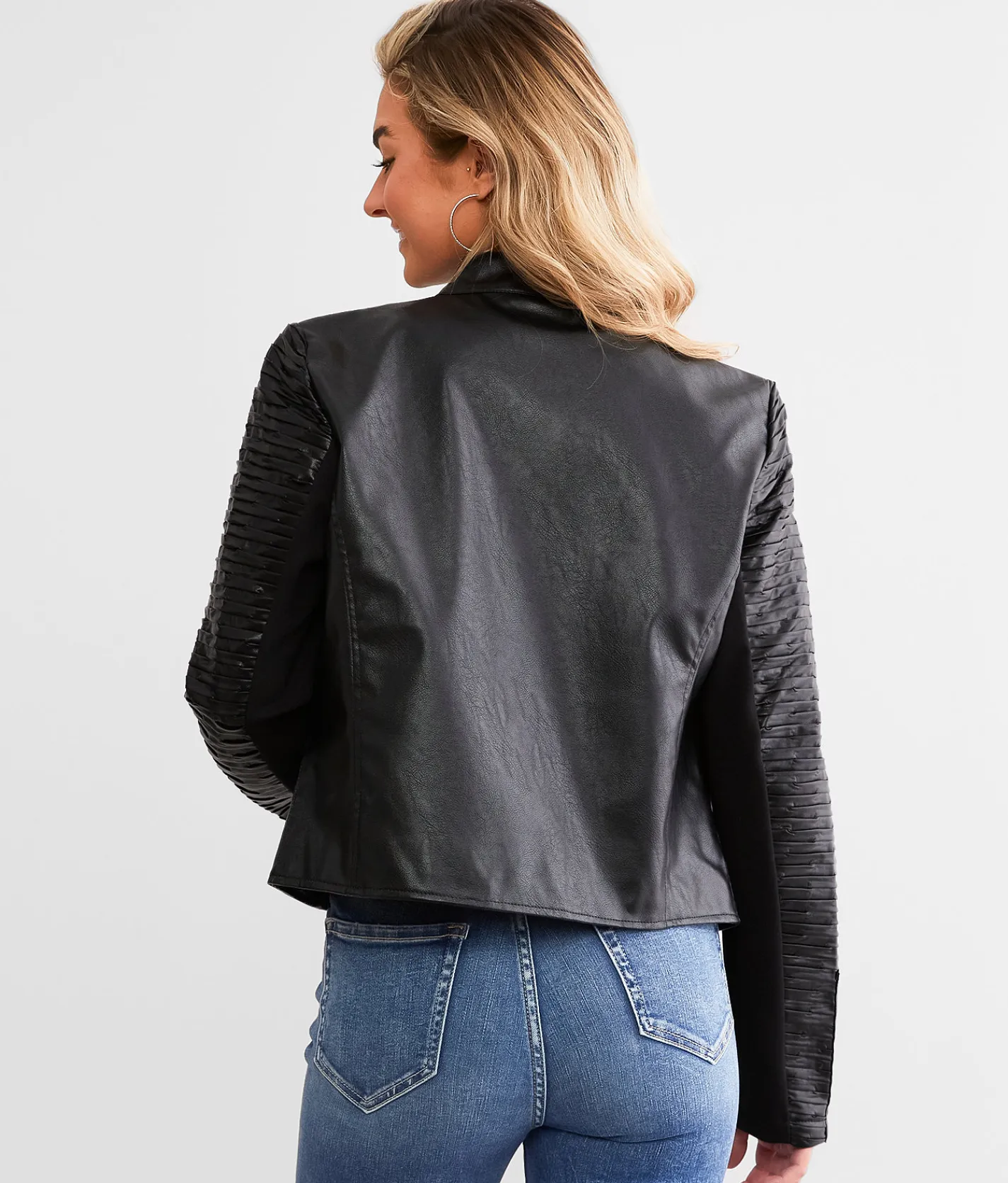 BKE Textured Mock Neck Moto Jacket Black New